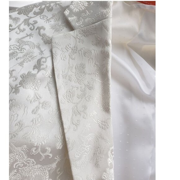 TALLIA Orange Men's Slim-Fit White Dragon Jacquard Dinner Jacket 42 R - Picture 2 of 16